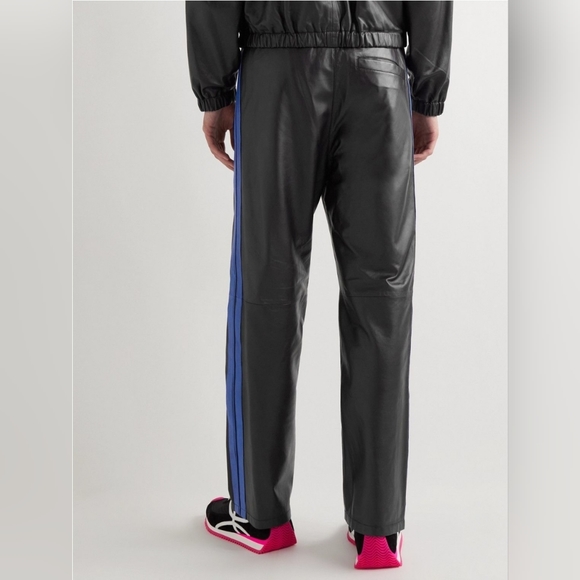 Marni - Straight-Leg Panelled Striped Leather Trousers - Black - Picture 3 of 4